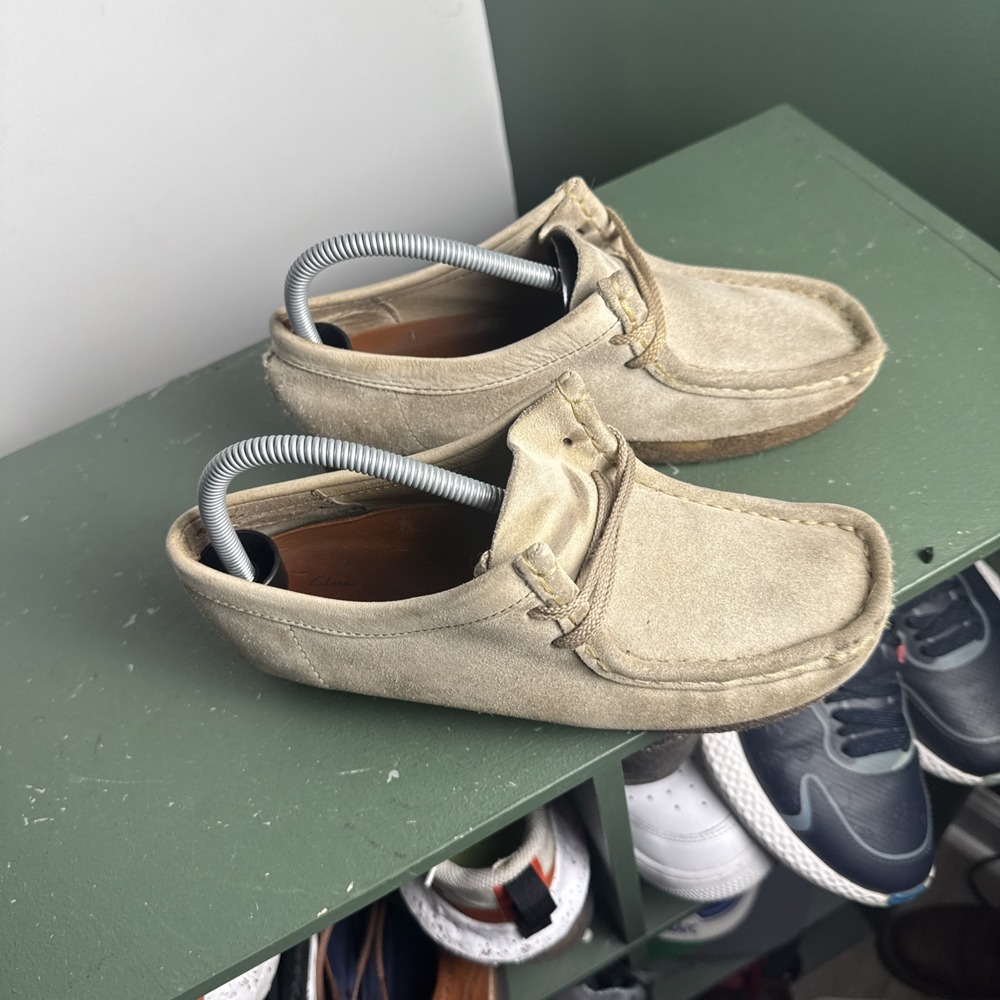 Clarks Wallabee Womens Tan Sand Suede Gum Sole Shoes Size 7 M